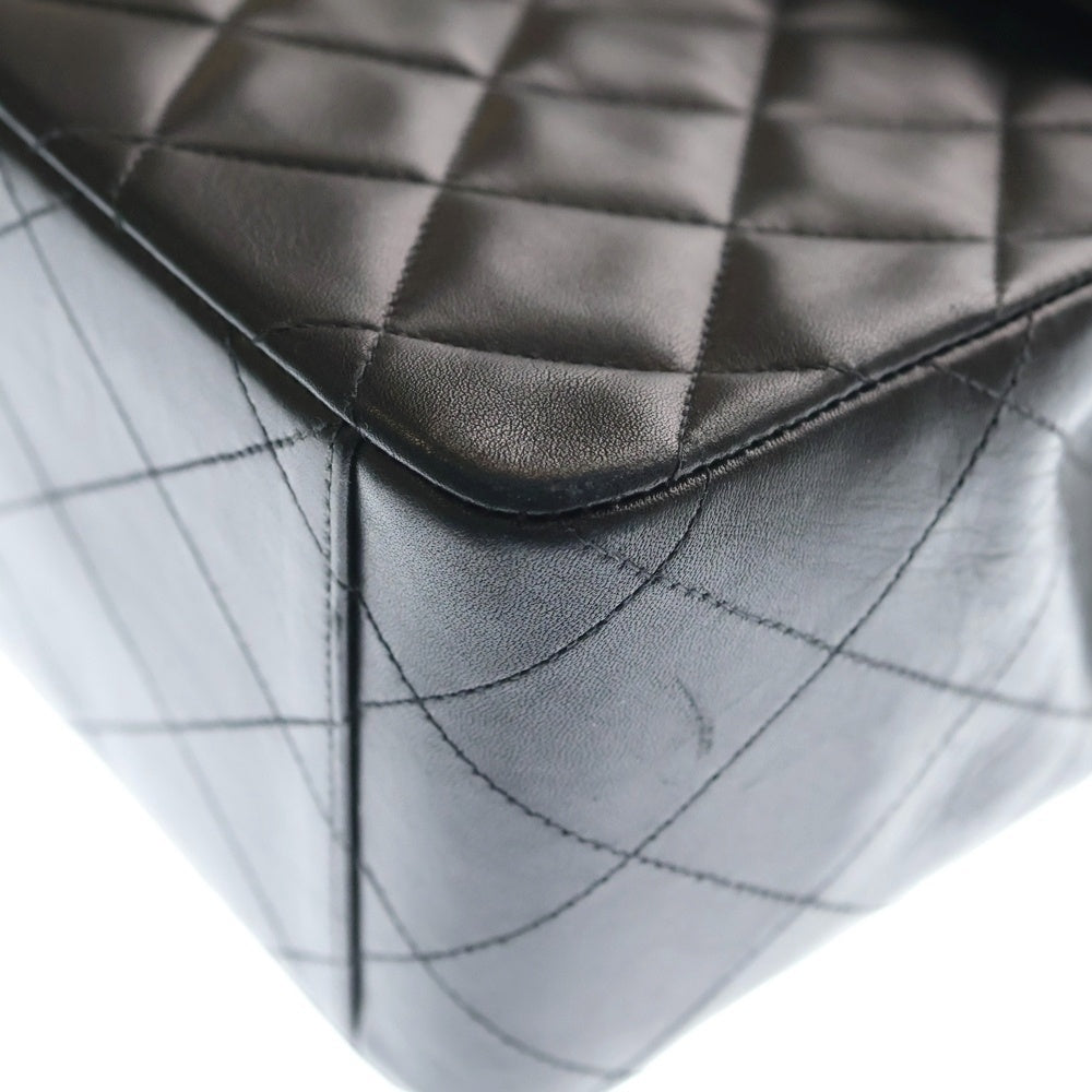 CHANEL(シャネル) デカマトラッセ34 SフラップWチェーン ショルダーバッグ ラムスキン ブラック金具 ブラック レディース