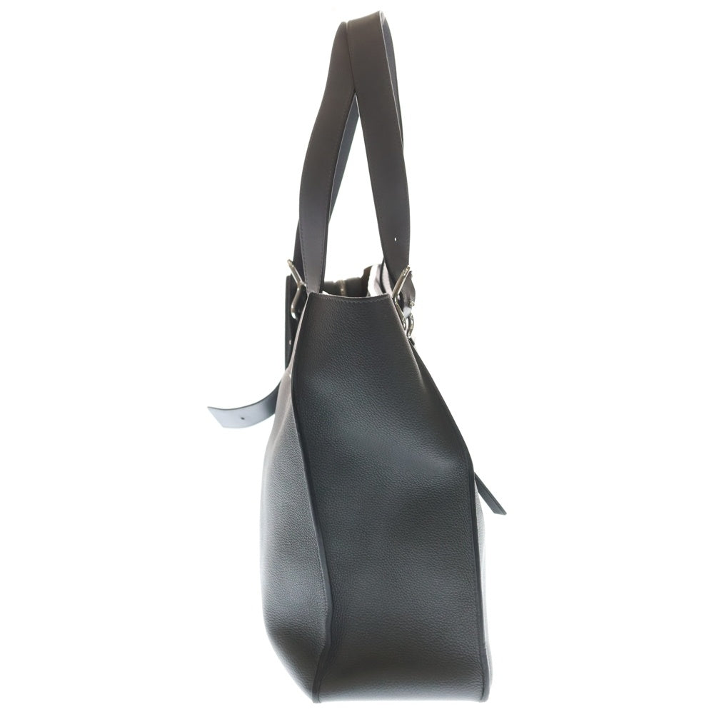 LOEWE(ロエベ) バックル トートバッグ ハンドバッグ ダークグレー レザー シルバー金具