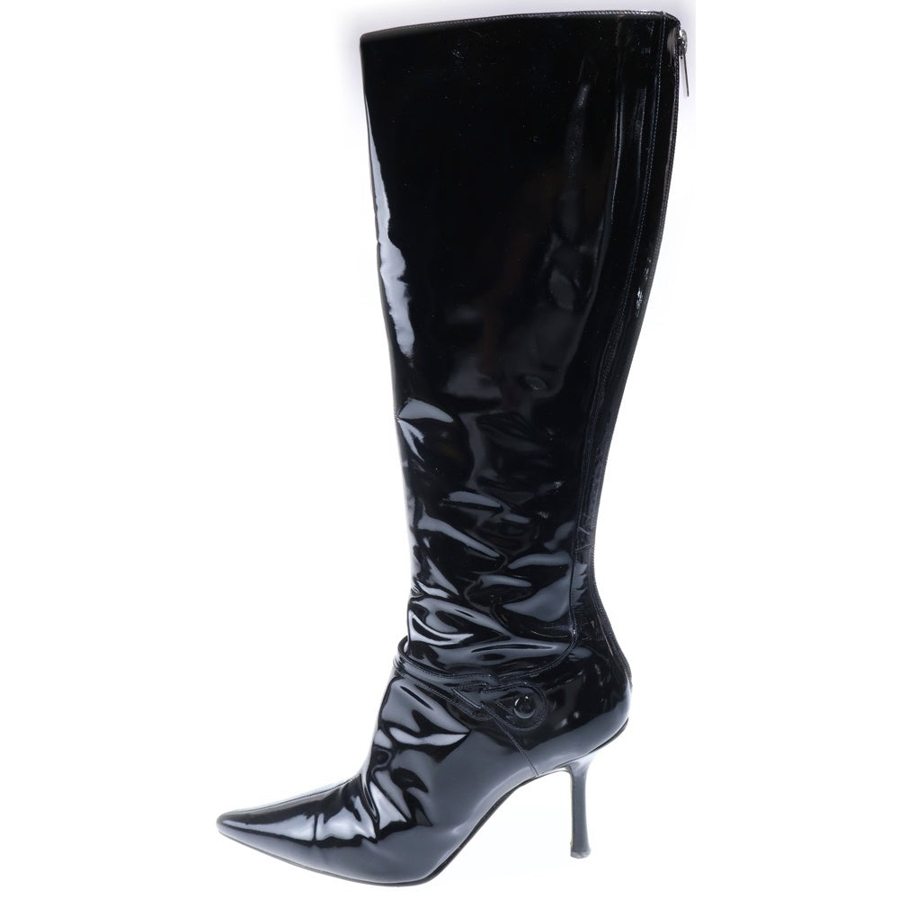 JIMMY CHOO(ジミーチュウ) ストラップデザイン ヒールロングブーツ ブラック レディース