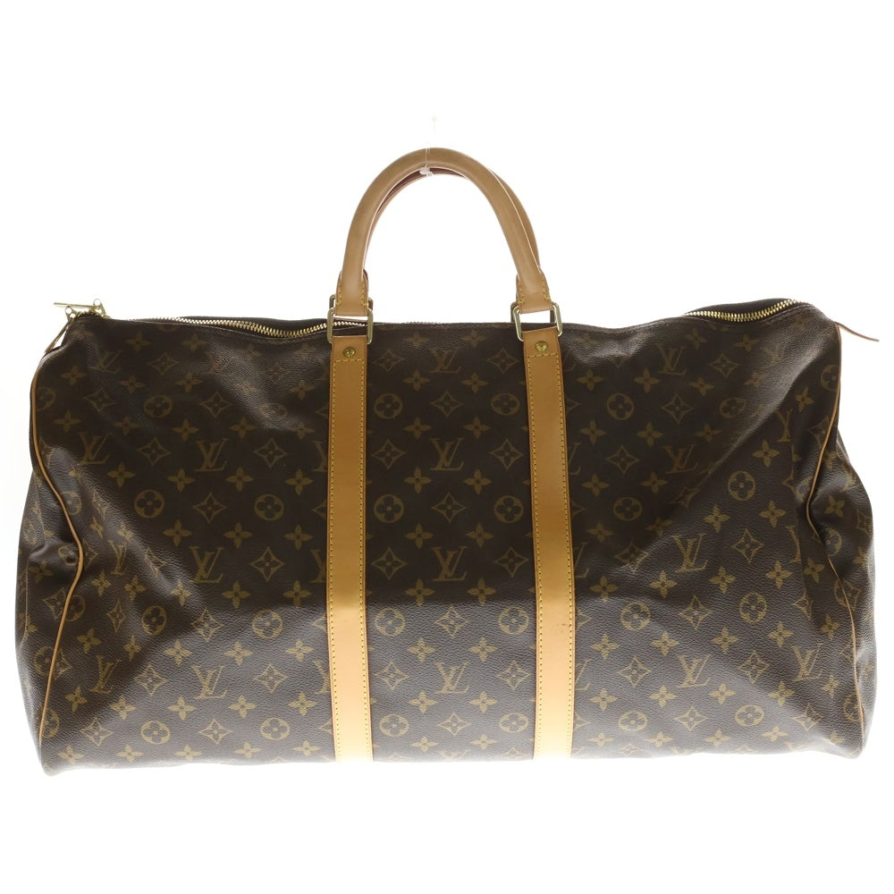 LOUIS VUITTON(ルイヴィトン) モノグラム キーポル55 ボストンバッグ ハンドバッグ トラベルバッグ ブラウン レザー×PVC M41424 ゴールド金具 レディース