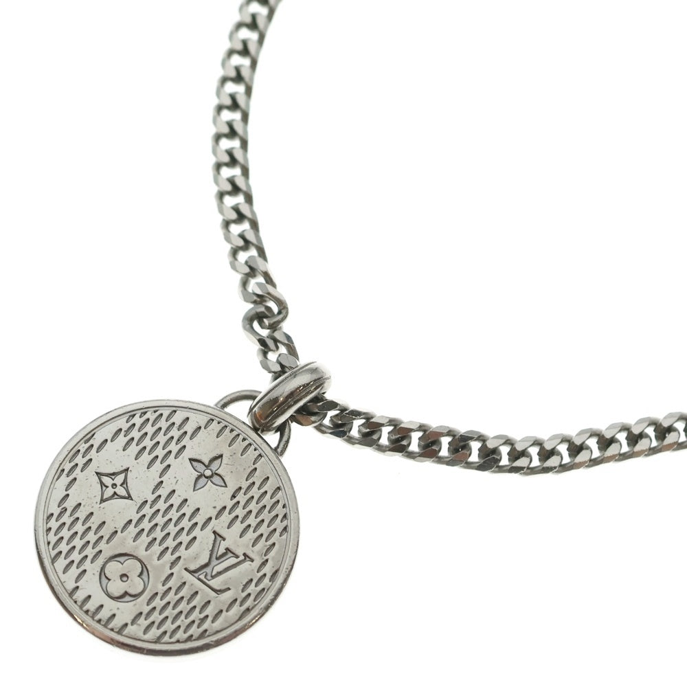 LOUIS VUITTON(ルイヴィトン) ダミエ ステープル ペンダントネックレス チェーン シルバー M02446