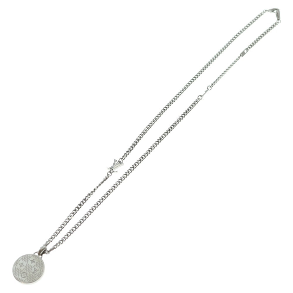 LOUIS VUITTON(ルイヴィトン) ダミエ ステープル ペンダントネックレス チェーン シルバー M02446