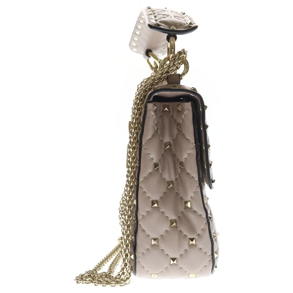 VALENTINO(ヴァレンティノ) ロックスタッズ スパイク チェーンショルダーバッグ ハンドバッグ 2WAYバッグ ピンク レザー ゴールド金具 レディース