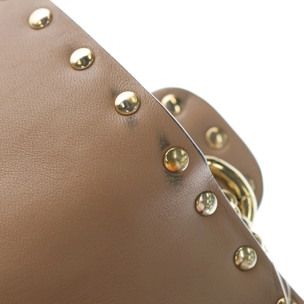 VALENTINO(ヴァレンティノ) ロックスタッズ スパイク チェーンショルダーバッグ ハンドバッグ 2WAYバッグ ピンク レザー ゴールド金具 レディース