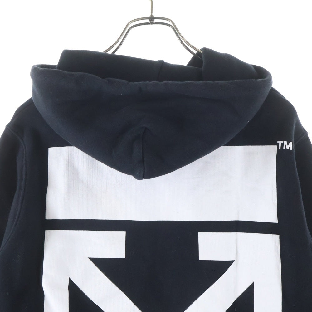 OFF-WHITE(オフホワイト) ロゴプリント プルオーバースウェットパーカー フーディー ブラック OMBB032S
