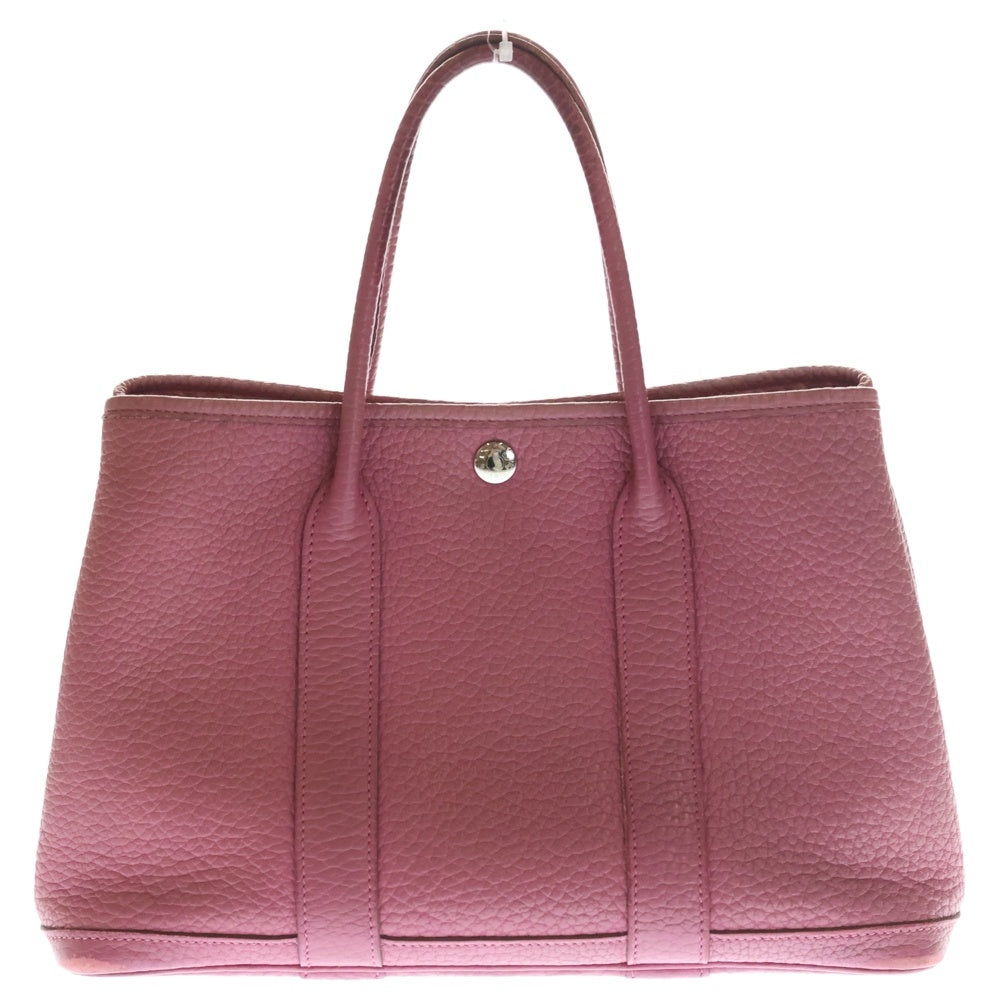 HERMES(エルメス) ガーデンパーティPM トートバッグ ハンドバッグ パープル系 ネゴンダ レザー □O刻印 シルバー金具 レディース