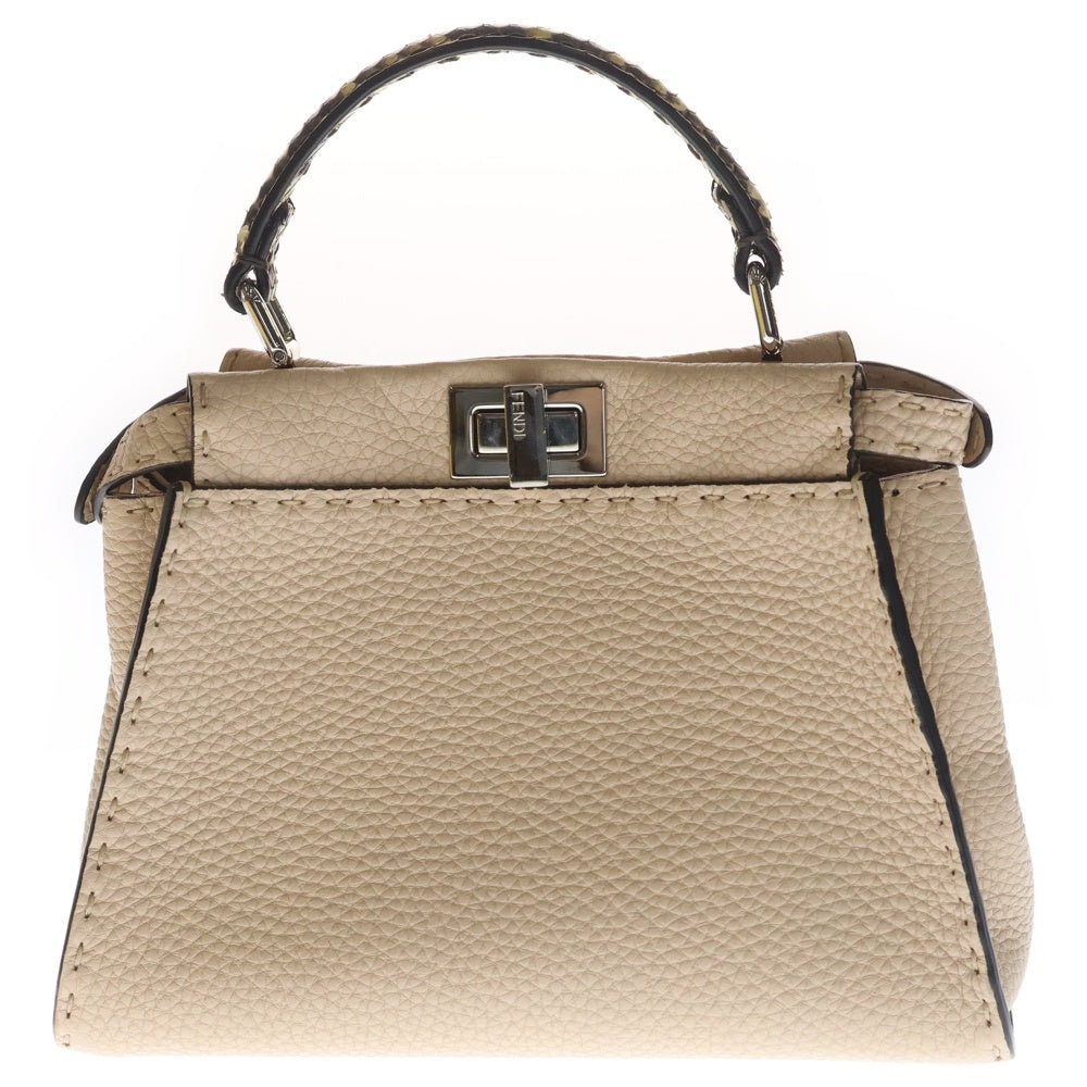 FENDI(フェンディ) ミニ ピーカブー 2wayショルダーバッグ ハンドバッグ ピンク パイソン レザー 8BN244 シルバー金具 レディース