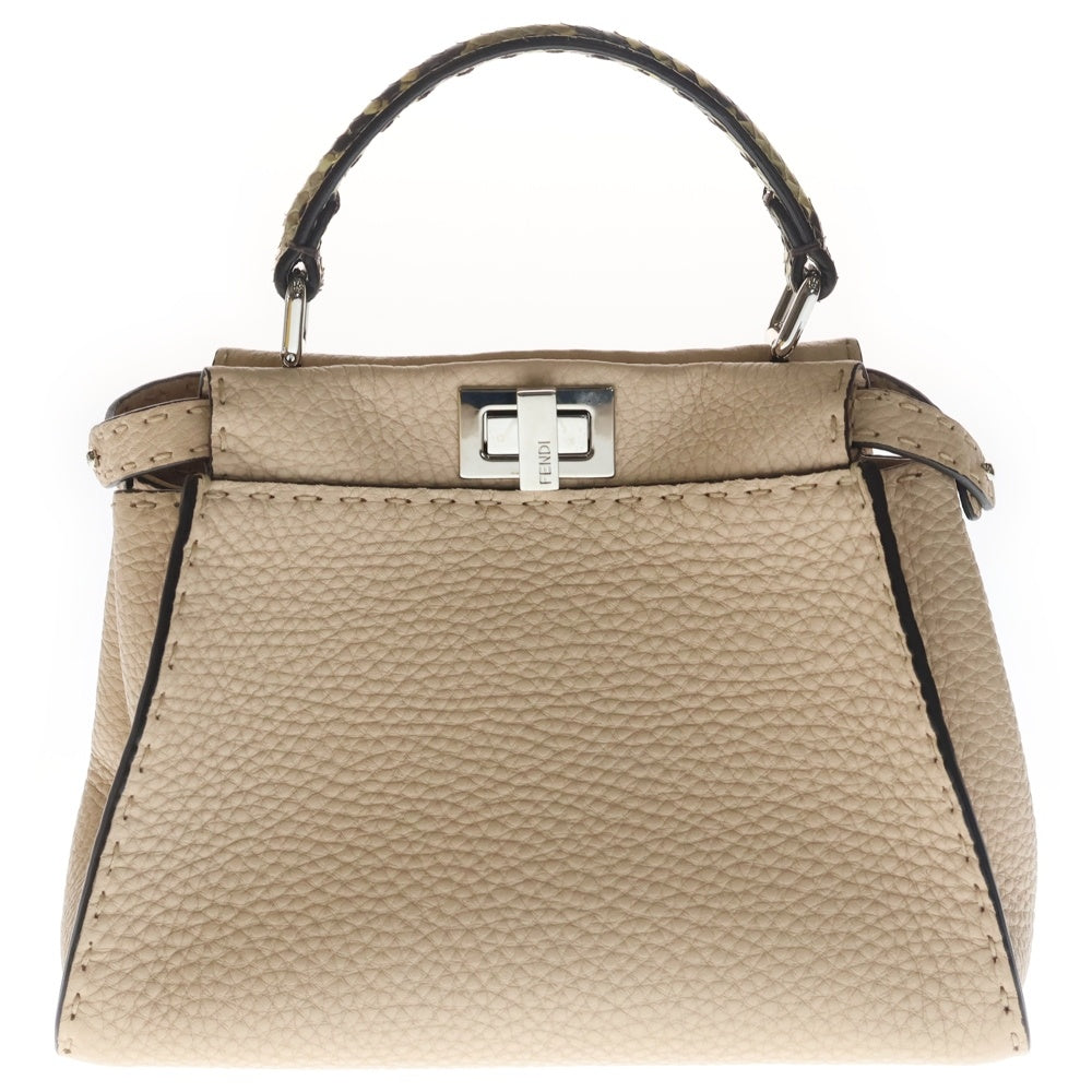 FENDI(フェンディ) ミニ ピーカブー 2wayショルダーバッグ ハンドバッグ ピンク パイソン レザー 8BN244 シルバー金具 レディース