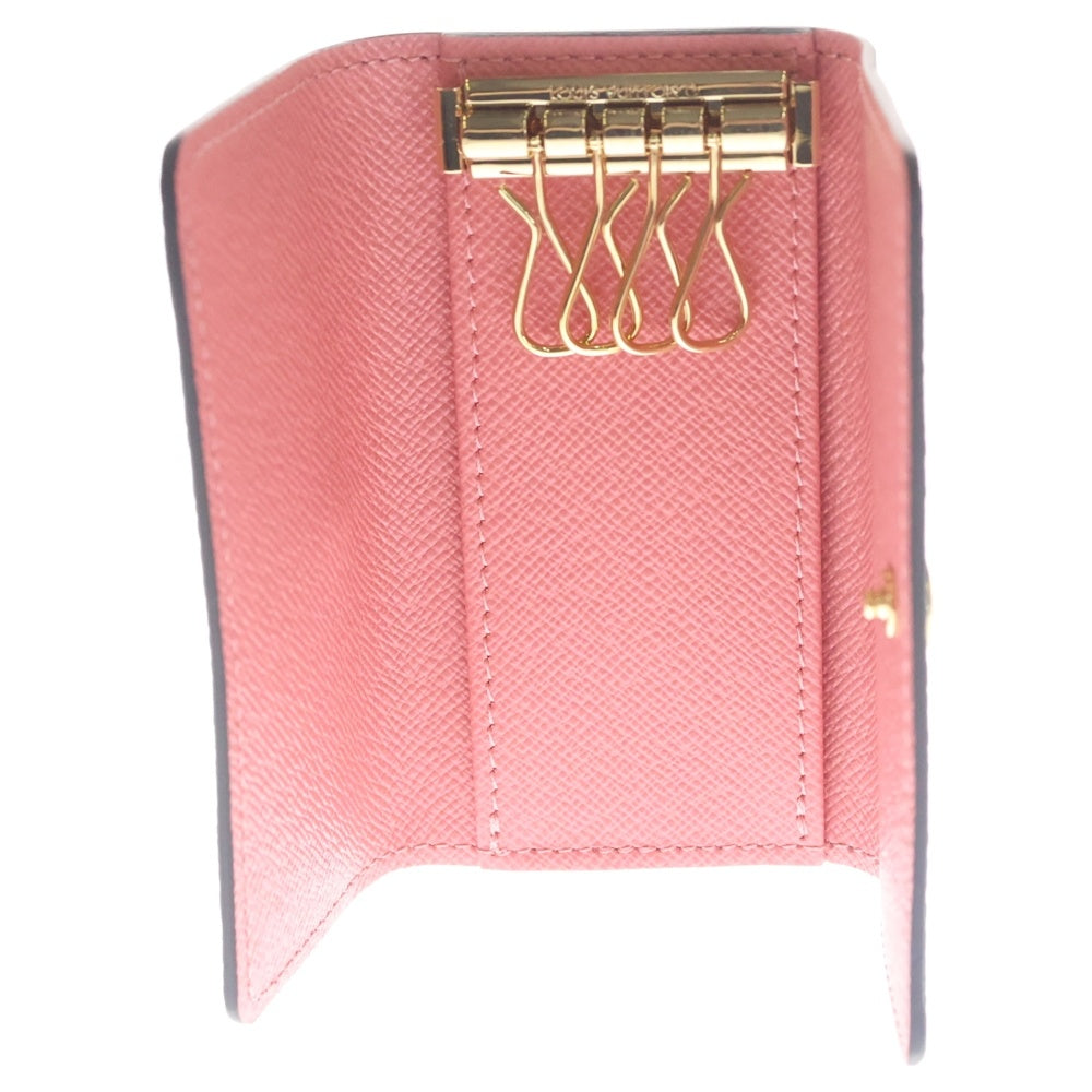 LOUIS VUITTON(ルイヴィトン) モノグラム ミュルティクレ 4 キーケース バッグチャーム キーリング ブラウン×ピンク レザー PVC M25906 ゴールド金具