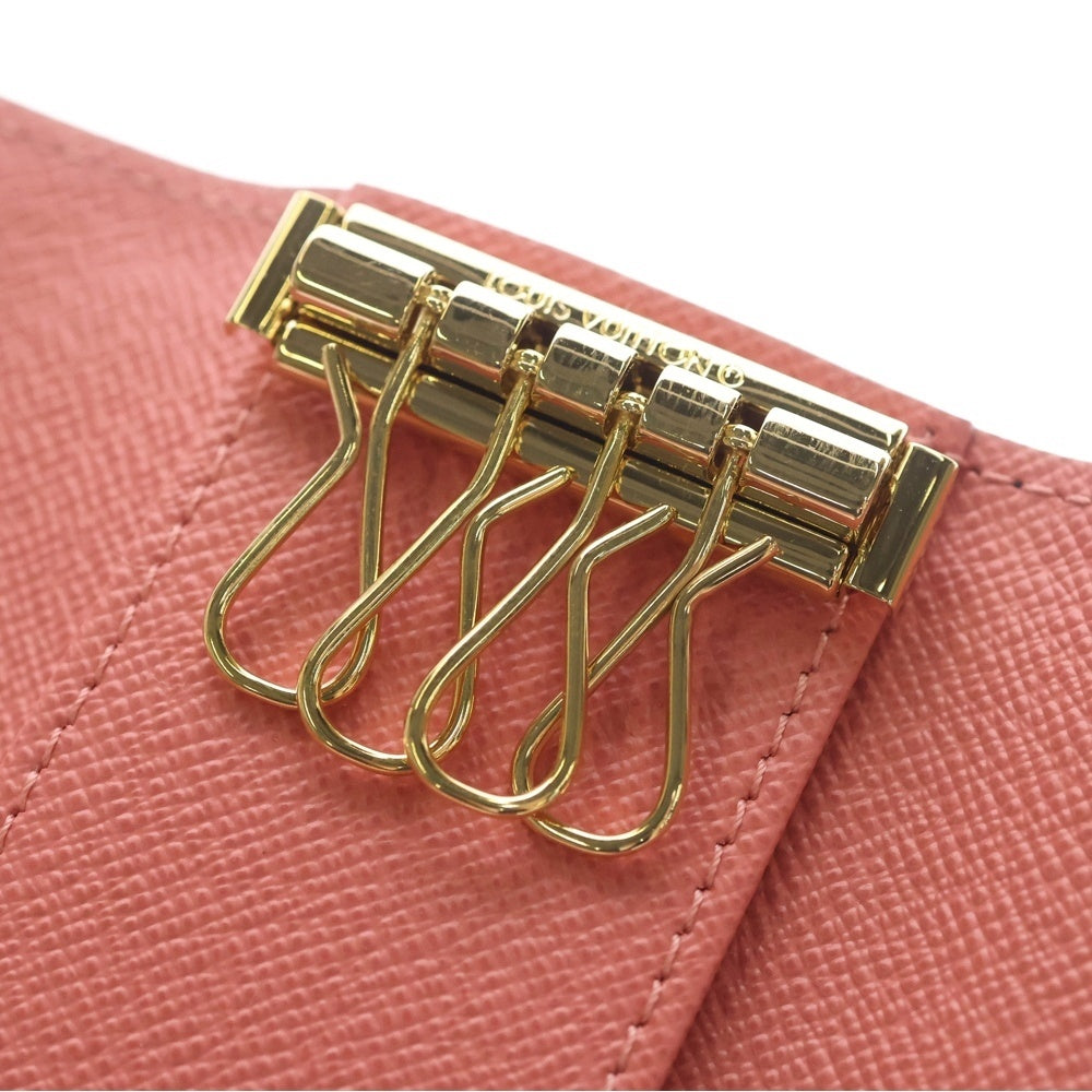 LOUIS VUITTON(ルイヴィトン) モノグラム ミュルティクレ 4 キーケース バッグチャーム キーリング ブラウン×ピンク レザー PVC M25906 ゴールド金具