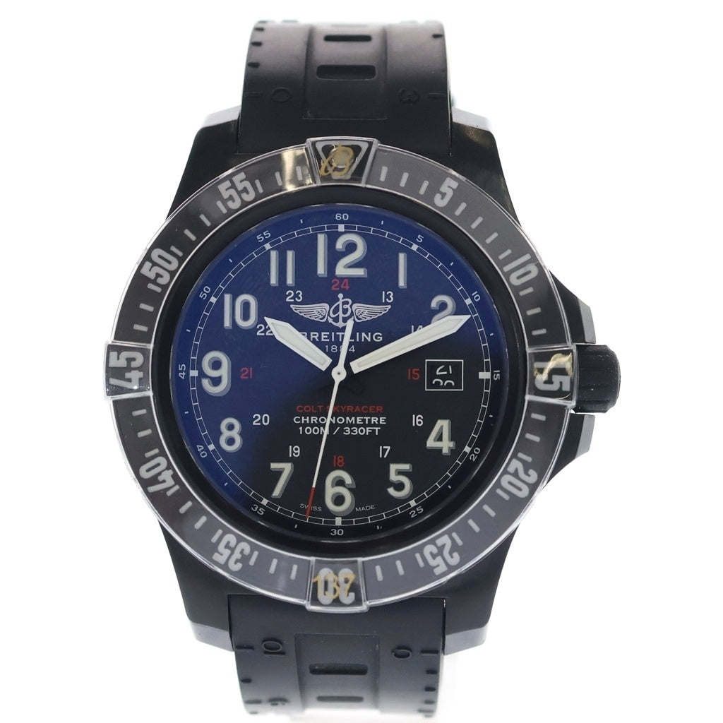BREITLING(ブライトリング) X74320E4 コルトスカイレーサー 黒文字盤 デイト ブライトライト×ラバー/QZ クォーツ 腕時計