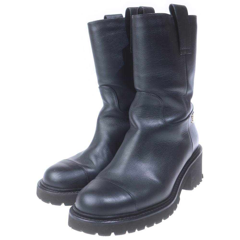 CHANEL(シャネル) エンジニアブーツ ブラック レザー#36 レディース