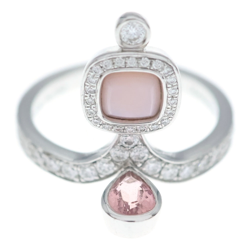 HERMES(エルメス) アパラ ダイヤリング オパール×トルマリン 指輪 シルバー×ピンク 0.57ct Au750WG #52 レディース