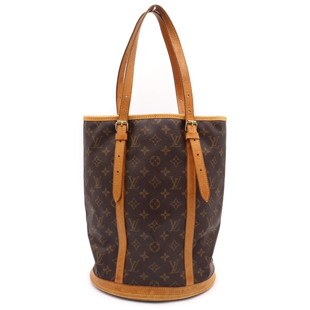 LOUIS VUITTON(ルイヴィトン) モノグラム バケットGM ハンドバッグ トートバッグ ブラウン レザー×PVC M42236 ゴールド金具 レディース