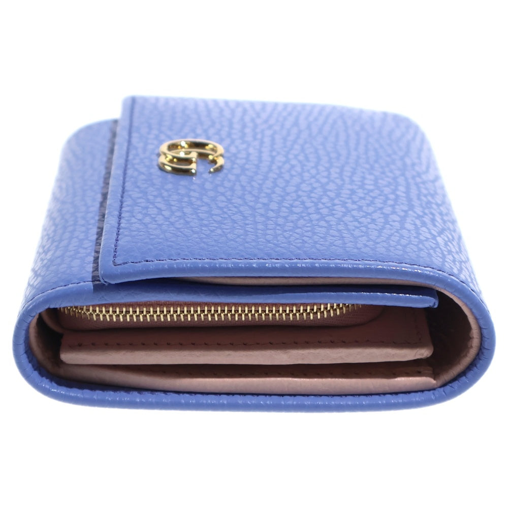 GUCCI(グッチ) GGマーモント 二つ折り財布 三つ折り財布 コインケース ブルーパープル×ピンク レザー 598587 ゴールド金具 レディース