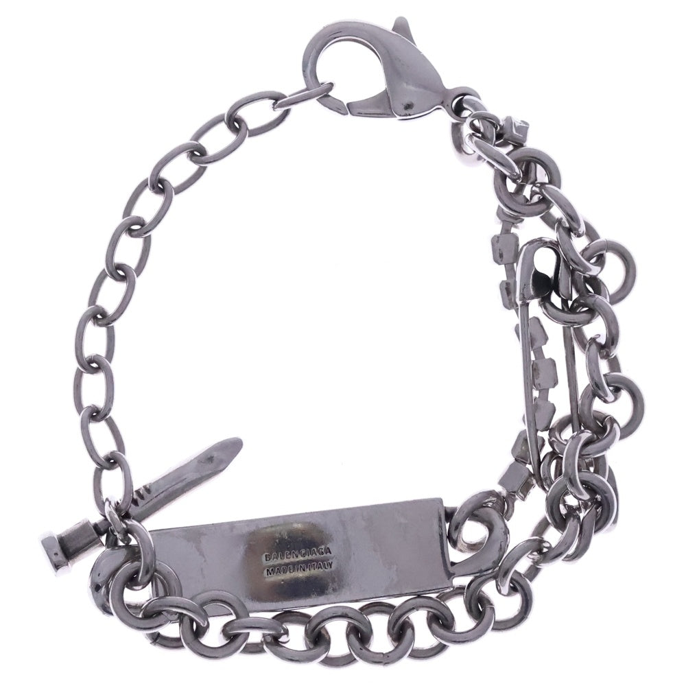 BALENCIAGA(バレンシアガ) Diy Bracelet ラインストーン シルバー チェーン ブレスレット バッグチャーム 836472TZB2S 5645 レディース