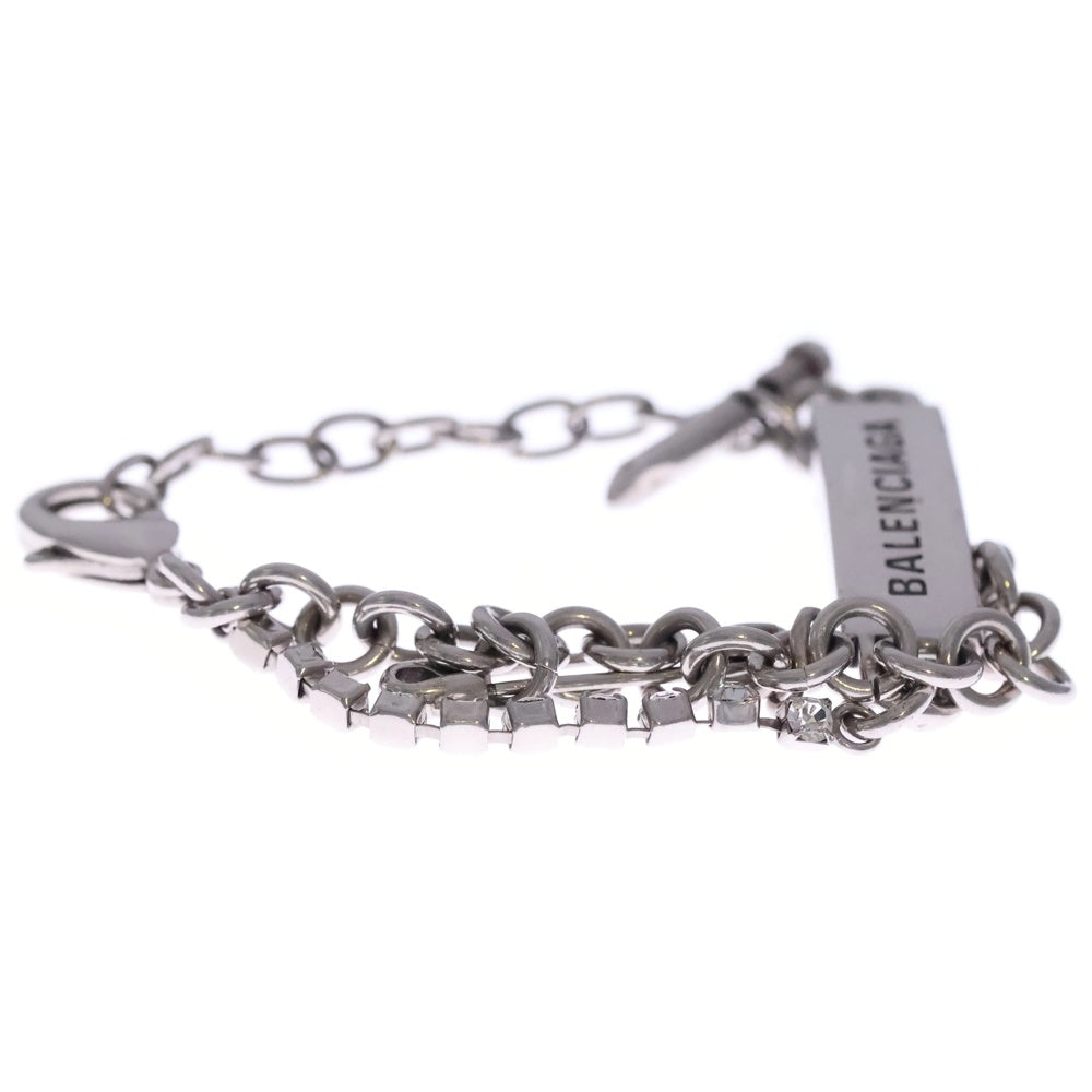 BALENCIAGA(バレンシアガ) Diy Bracelet ラインストーン シルバー チェーン ブレスレット バッグチャーム 836472TZB2S 5645 レディース