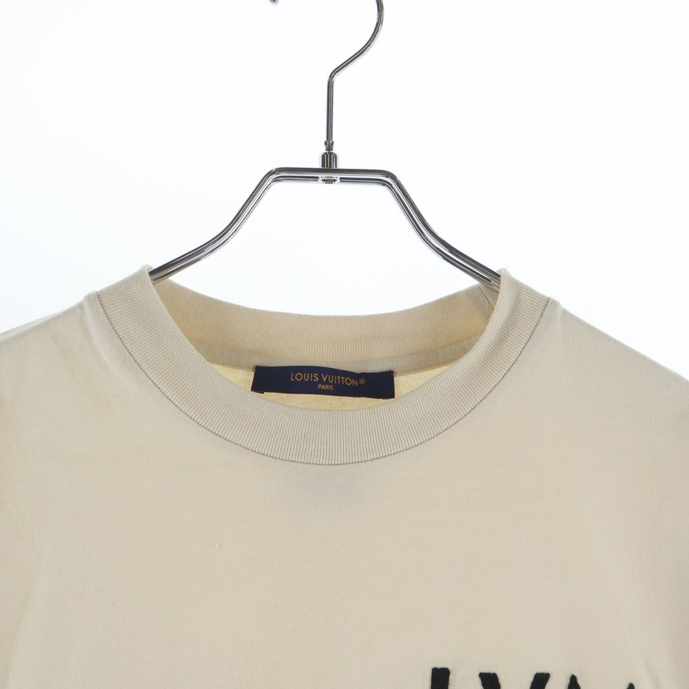 LOUIS VUITTON(ルイヴィトン) 26SS L.V.M. ロゴ刺繍 クルーネック 半袖Tシャツ カットソー ベージュ RM261M NPG HUY91W