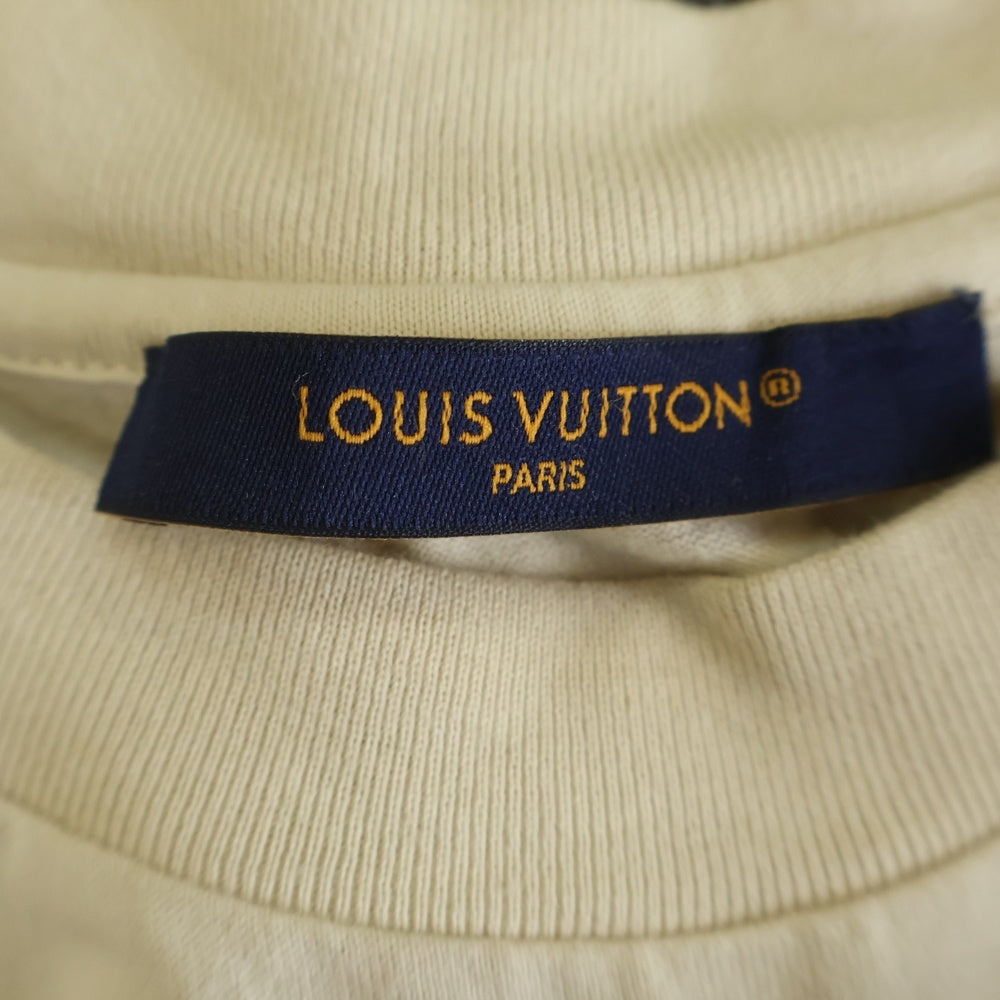 LOUIS VUITTON(ルイヴィトン) 26SS L.V.M. ロゴ刺繍 クルーネック 半袖Tシャツ カットソー ベージュ RM261M NPG HUY91W