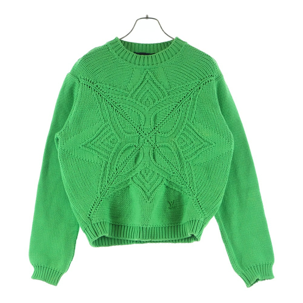 LOUIS VUITTON(ルイヴィトン) 23AW LVロゴプレート クルーネック プルオーバー 長袖ニット セーター グリーン RM232 Y84 HPN60W