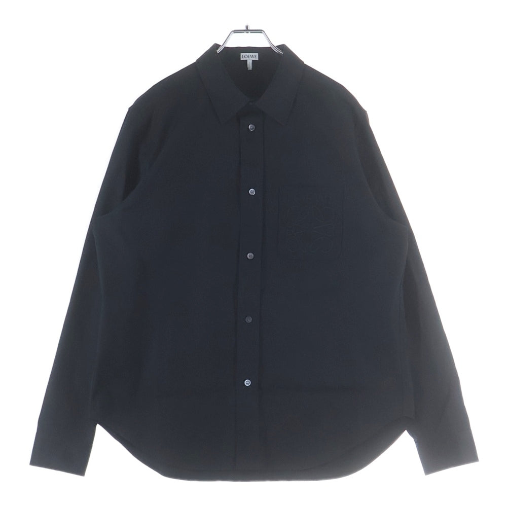 LOEWE(ロエベ) Anagram Pocket Shirt アナグラムロゴ刺繍 ポケット 長袖シャツ ブラック H526Y05X82
