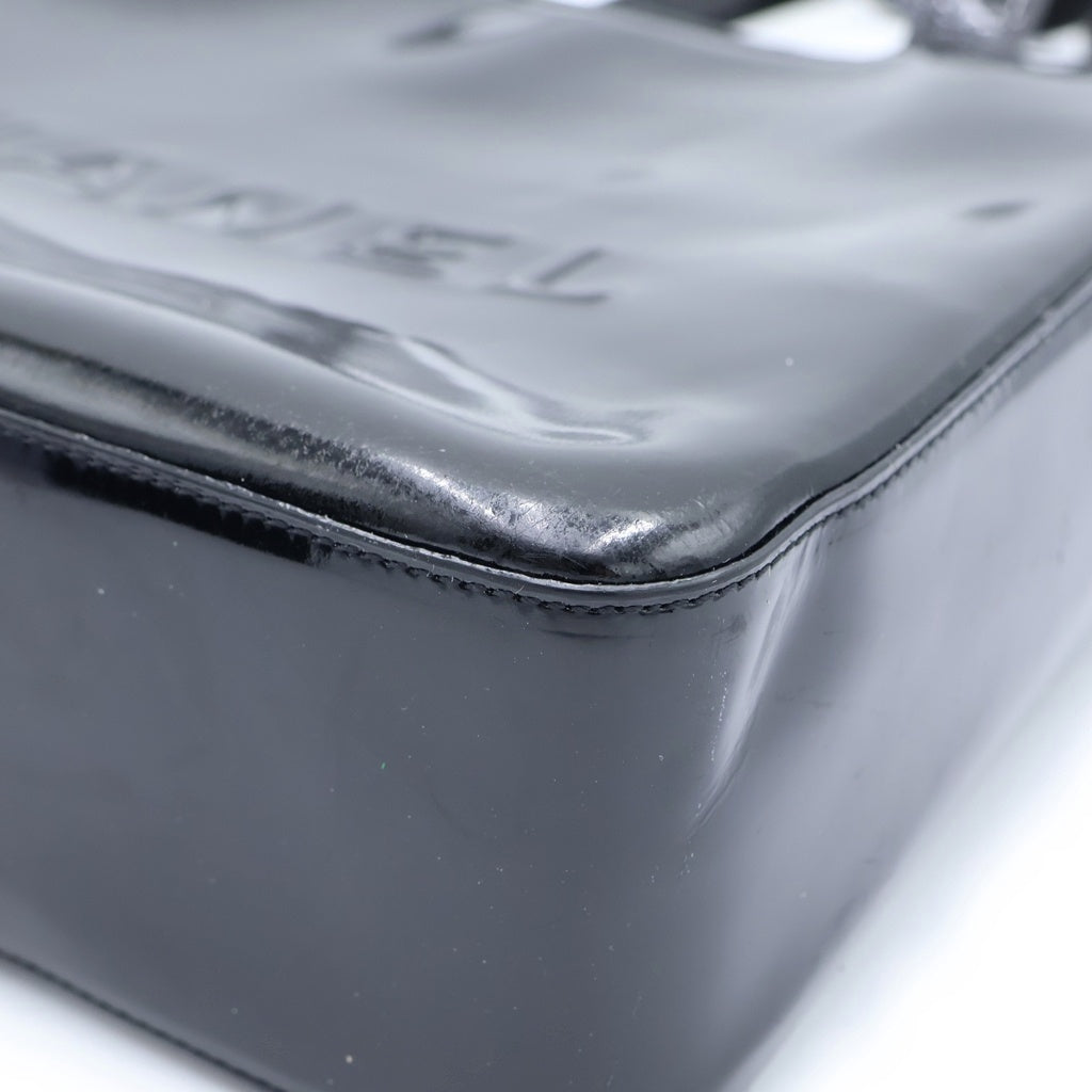 CHANEL(シャネル) ロゴハンドバッグ ミニトートバッグ ブラック パテント エナメル ゴールド金具 レディース