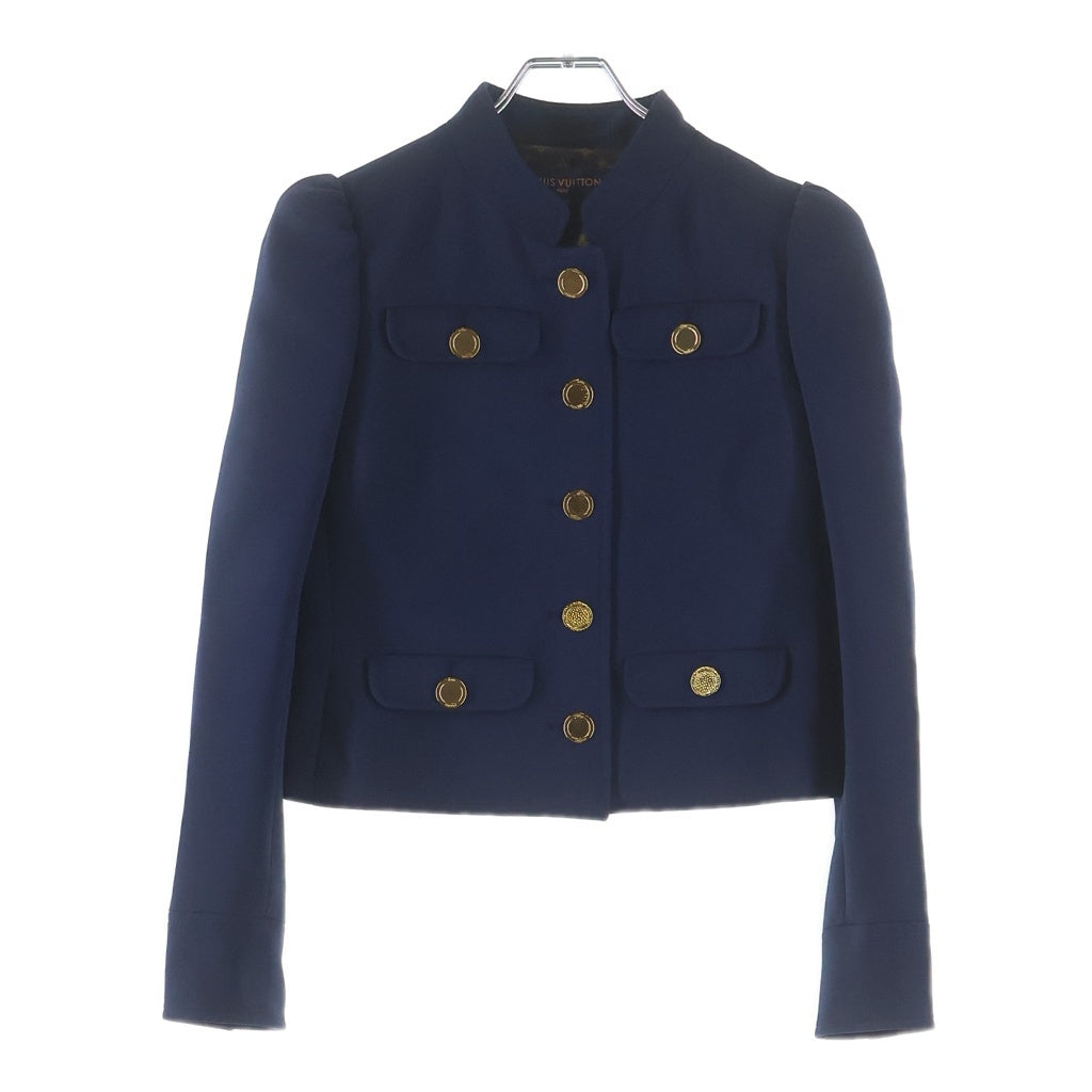 LOUIS VUITTON(ルイヴィトン) ノーカラー ジャケット ネイビー/ブラウン RW201B レディース