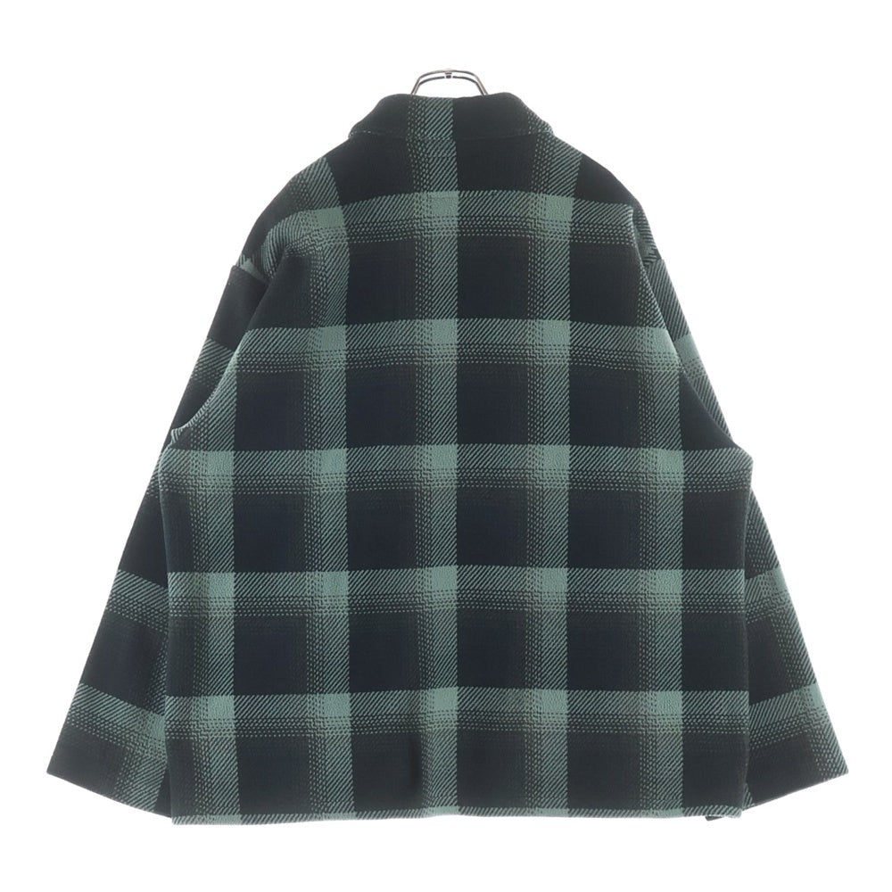 WACKO MARIA(ワコマリア) CHECK FLEECE SHIRT JACKET(TYPE-2) チェック総柄 ロゴ刺繍 フリース シャツジャケット グリーン