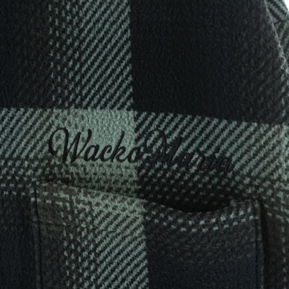 WACKO MARIA(ワコマリア) CHECK FLEECE SHIRT JACKET(TYPE-2) チェック総柄 ロゴ刺繍 フリース シャツジャケット グリーン