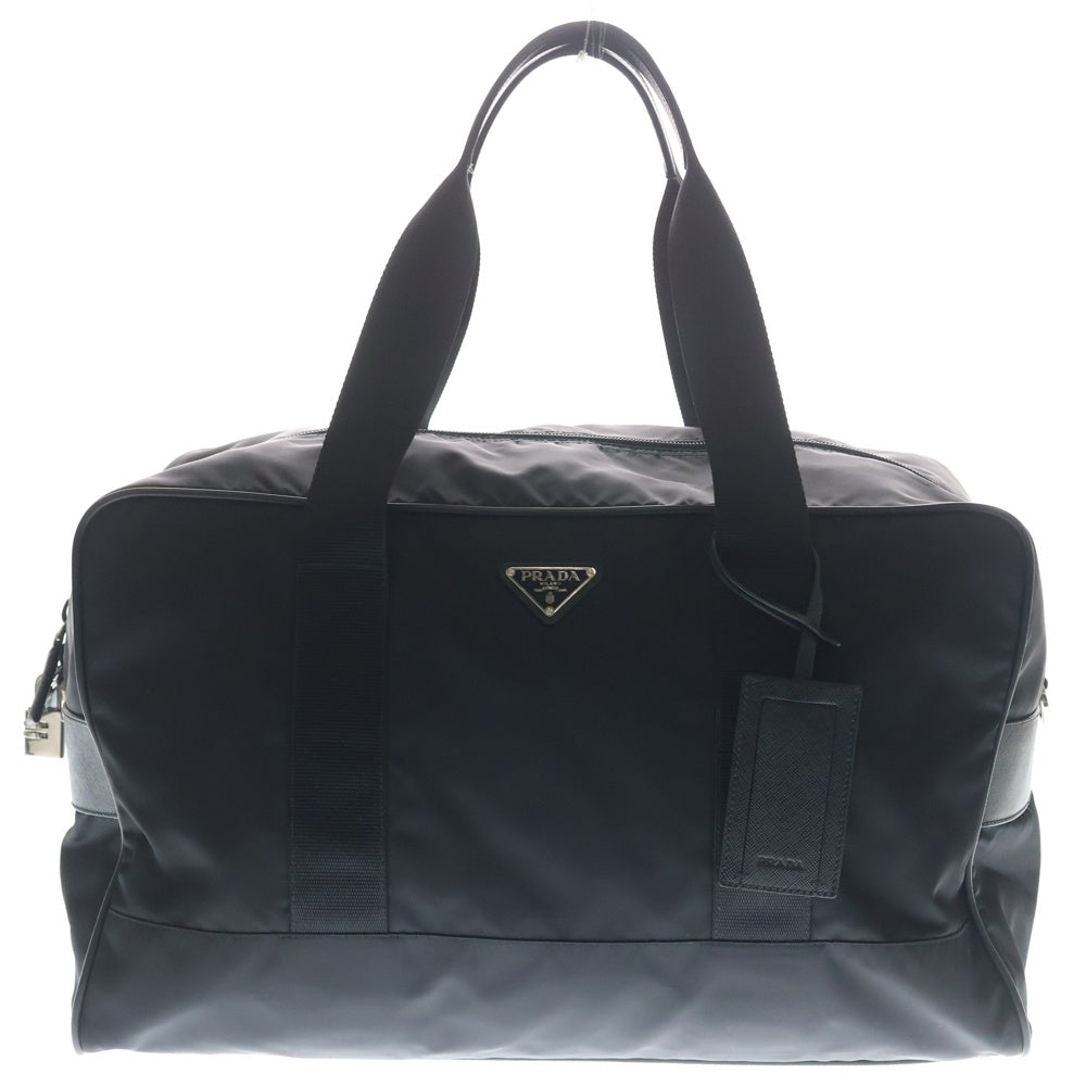 PRADA(プラダ) ボストンバッグ トラベルバッグ ショルダーバッグ ハンドバッグ ブラック ナイロン×レザー 2VC033 シルバー金具