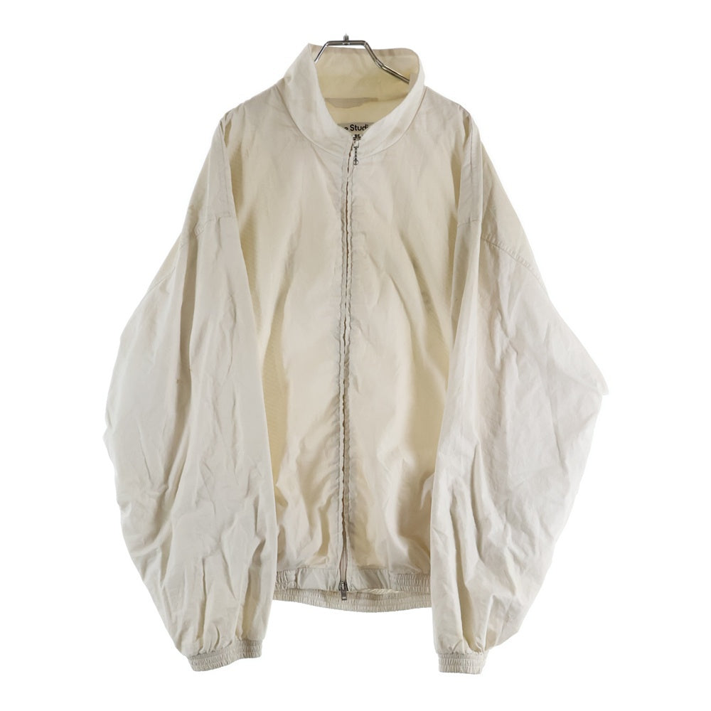 Acne Studios(アクネ ストゥディオズ) 24SS ユーズド加工 バックロゴプリント ジッパー ジップアップ トラックジャケット アイボリー FN-MN-OUTW001165