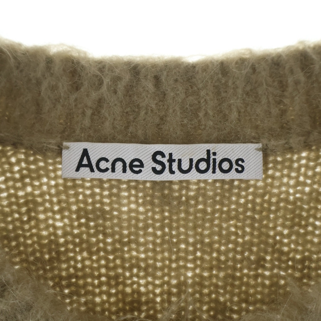 Acne Studios(アクネ ストゥディオズ) モヘア混 クルーネック ニット 長袖カーディガン カーキ FN-MN-KNIT000431