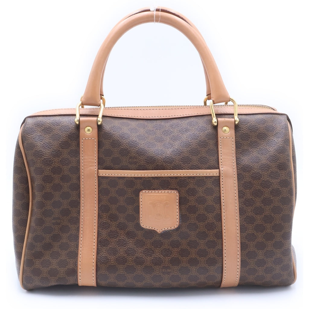CELINE(セリーヌ) マカダム PVC レザー ハンド ミニボストンバッグ ゴールド金具 ブラウン レディース