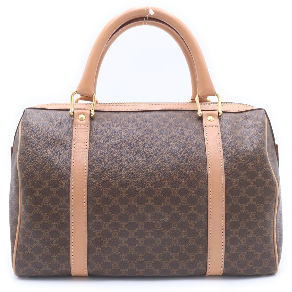 CELINE(セリーヌ) マカダム PVC レザー ハンド ミニボストンバッグ ゴールド金具 ブラウン レディース