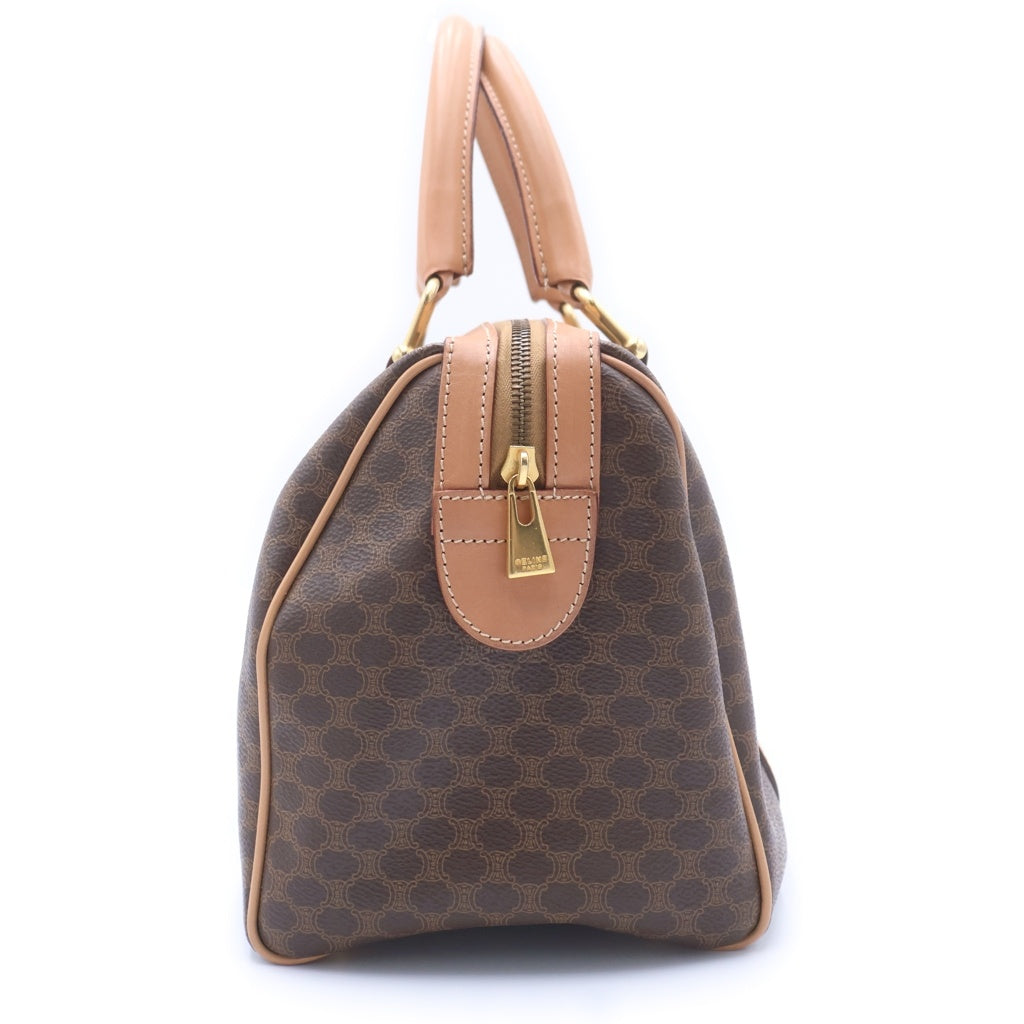 CELINE(セリーヌ) マカダム PVC レザー ハンド ミニボストンバッグ ゴールド金具 ブラウン レディース