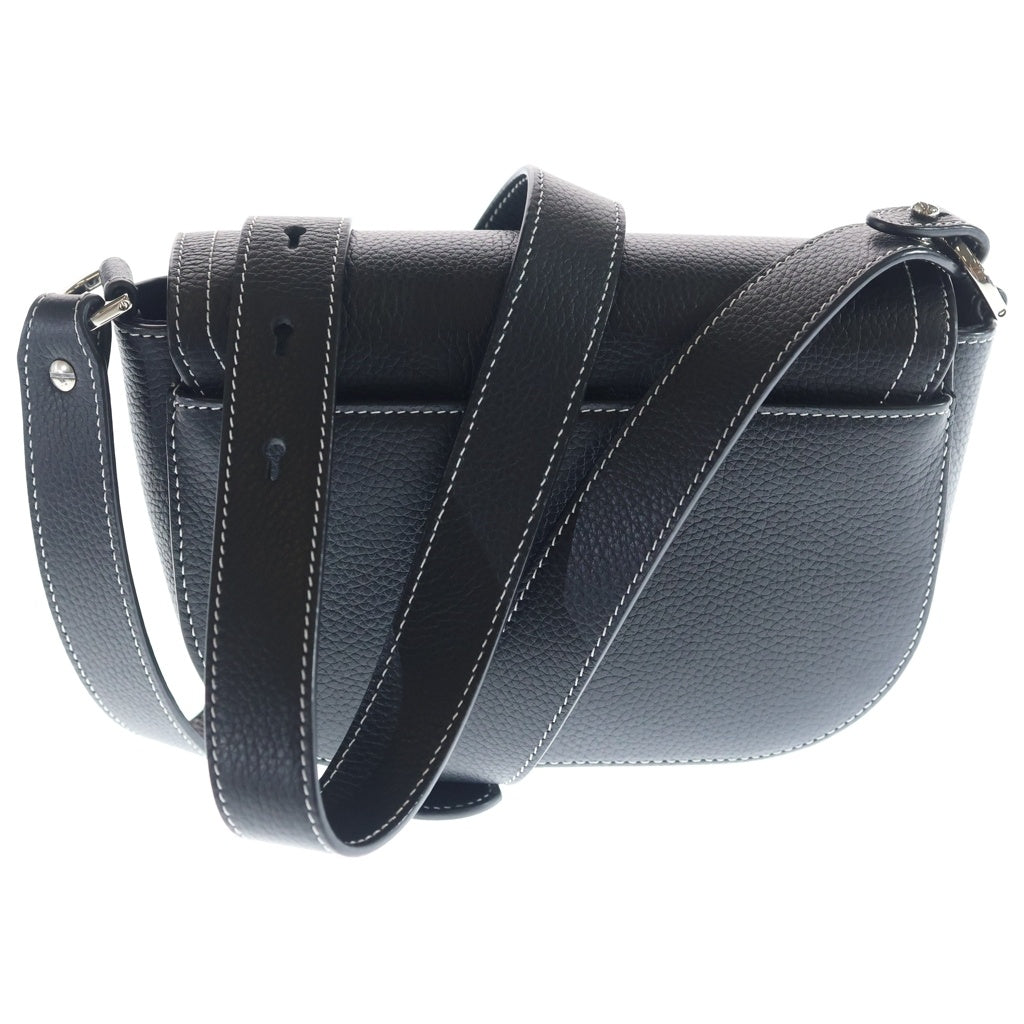 Christian Dior(クリスチャンディオール) サドル メッセンジャー ショルダーバッグ ミニバッグ ブラック レザー シルバー金具 レディース