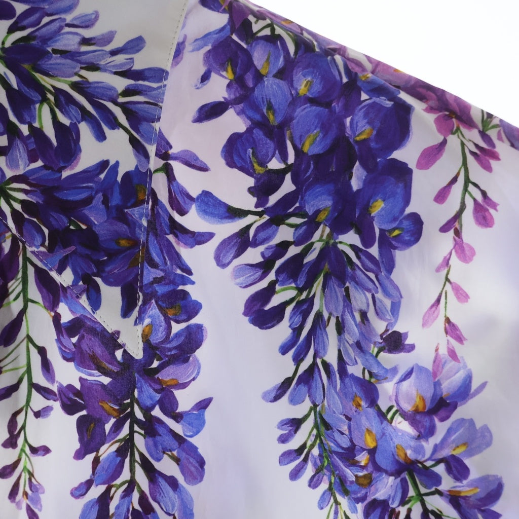 DOLCE & GABBANA(ドルチェアンドガッバーナ) ウィステリア 藤 フラワー総柄プリント 半袖シャツ ホワイト/パープル レディース F5P59T