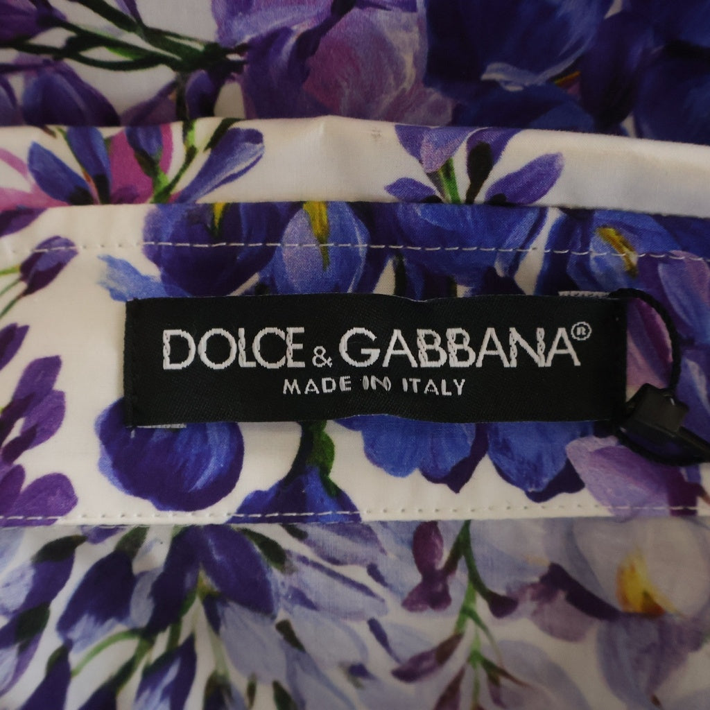 DOLCE & GABBANA(ドルチェアンドガッバーナ) ウィステリア 藤 フラワー総柄プリント 半袖シャツ ホワイト/パープル レディース F5P59T