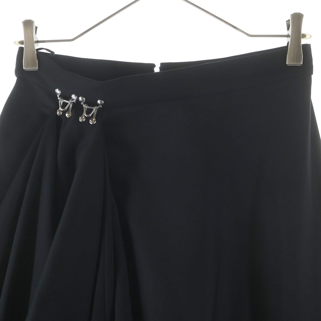 Alexander McQueen(アレキサンダーマックイーン) アシンメトリー ウール ドレープ フックデザイン ロングスカート ブラック レディース