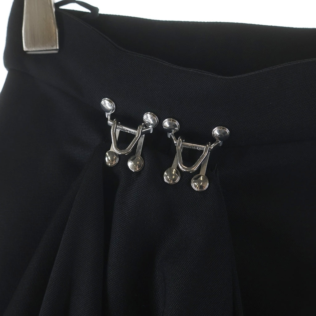 Alexander McQueen(アレキサンダーマックイーン) アシンメトリー ウール ドレープ フックデザイン ロングスカート ブラック レディース