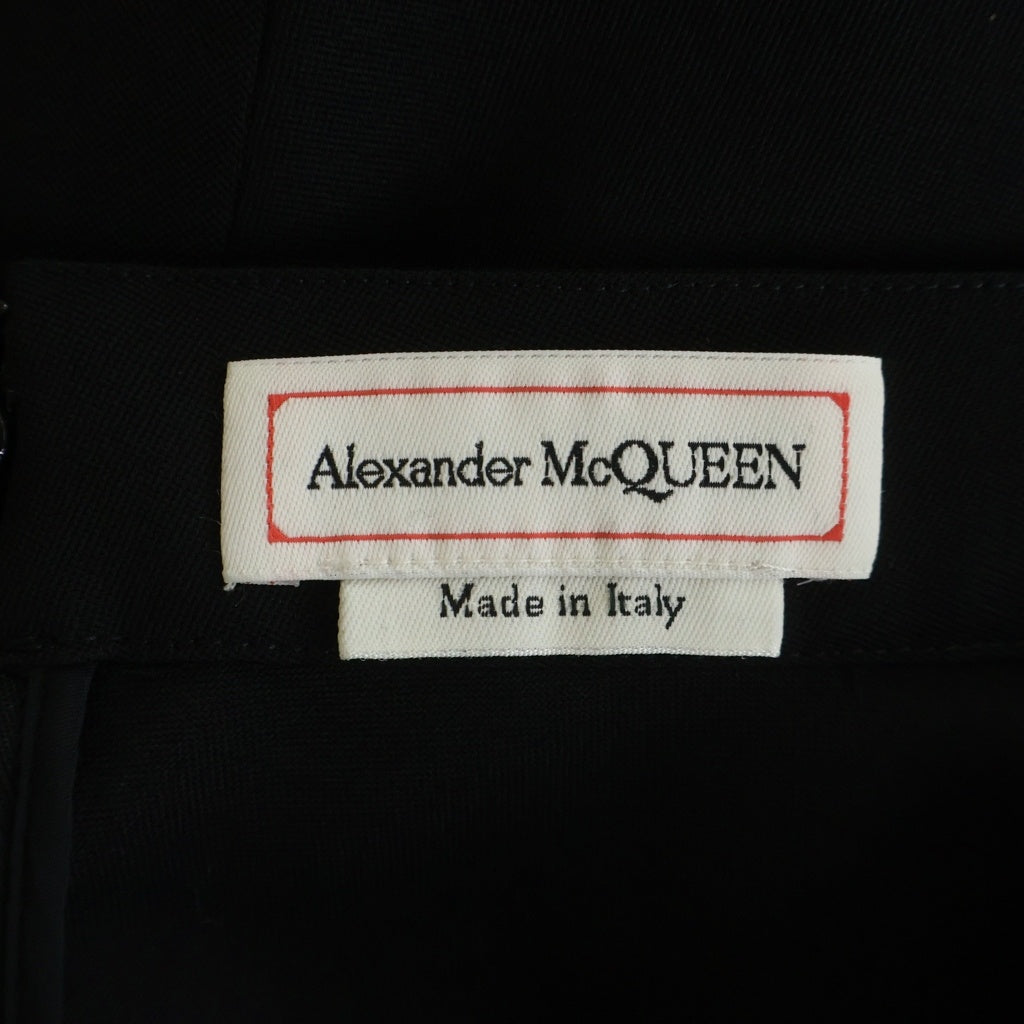 Alexander McQueen(アレキサンダーマックイーン) アシンメトリー ウール ドレープ フックデザイン ロングスカート ブラック レディース