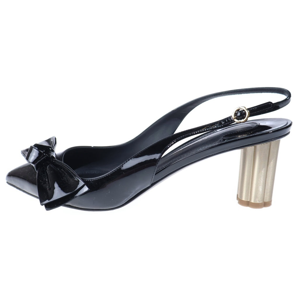 Salvatore Ferragamo(サルヴァトーレ フェラガモ) ヴァラリボン パテントレザー ポインテッドトゥ ヒール パンプス シューズ ブラック レディース