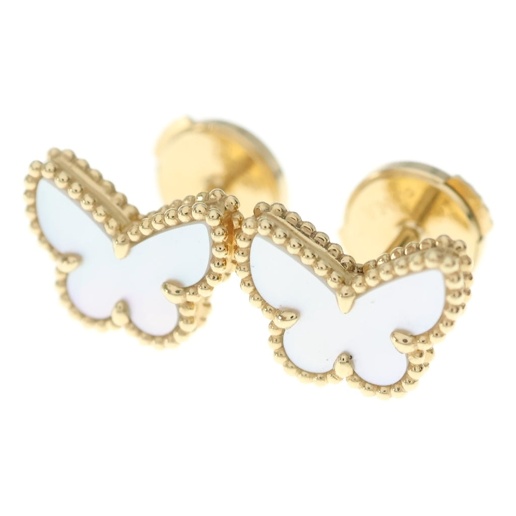 Van Cleef & Arpels(ヴァンクリーフアンドアーペル) スウィートアルハンブラ パピヨン マザーオブパール スタッド ピアス K18YG イエローゴールド VCARN5JM00 レディース