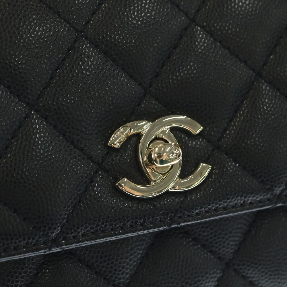 CHANEL(シャネル) ココハンドル24 XS ココマーク キャビアスキン 2WAY レザーハンドバッグ チェーンショルダーバッグ GD金具 ブラック A92990 レディース