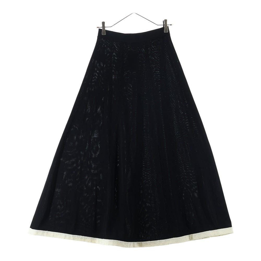 CHANEL(シャネル) レーヨン バイカラー ロング フレア スカート ブラック/ホワイト レディース P80117K11529