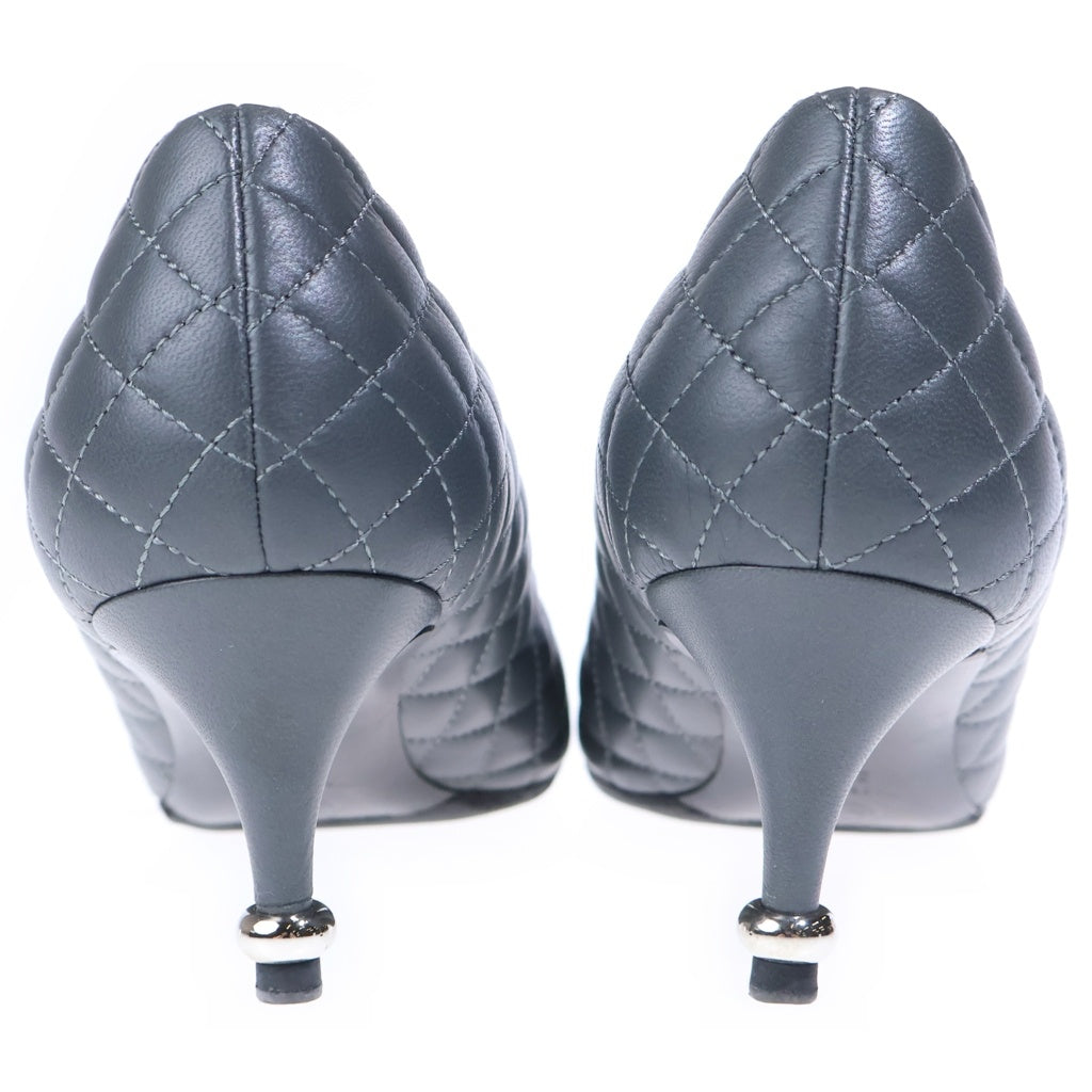 CHANEL(シャネル) マトラッセ ヒールパンプス グレー×ブラック 37 1/2 レディース