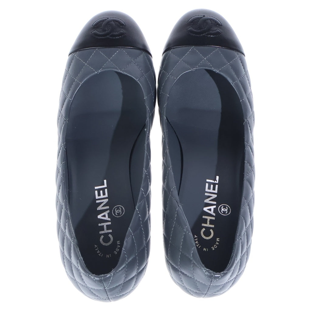 CHANEL(シャネル) マトラッセ ヒールパンプス グレー×ブラック 37 1/2 レディース