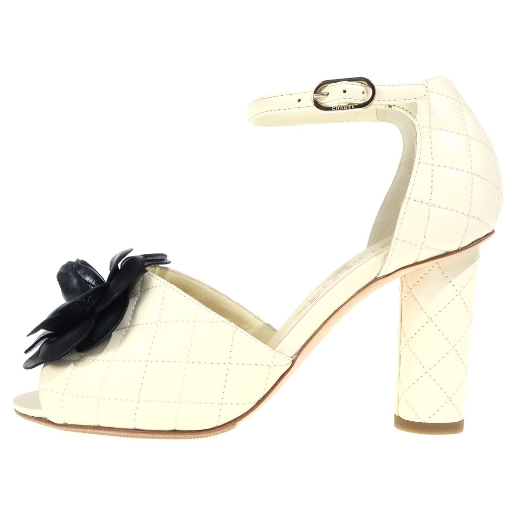 CHANEL(シャネル) カメリア ヒールサンダル ホワイト 37 1/2 レディース