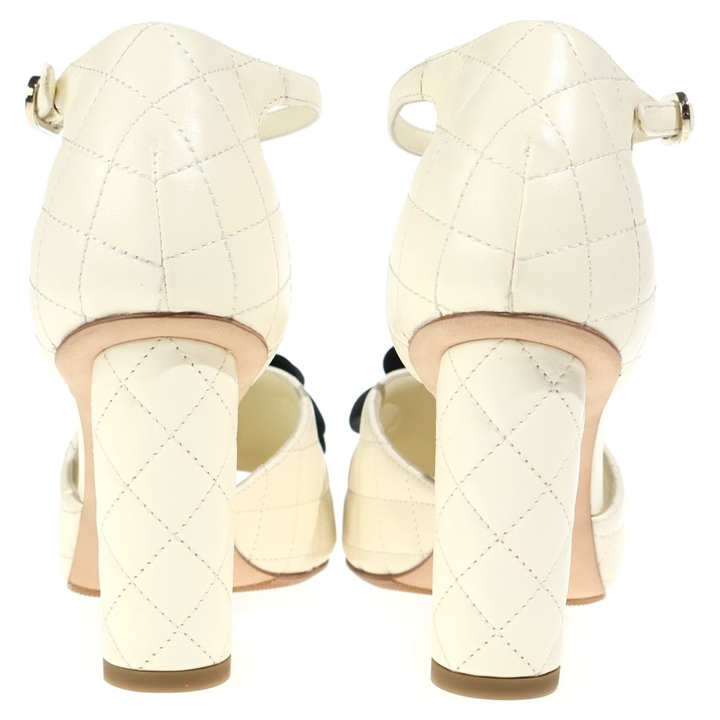 CHANEL(シャネル) カメリア ヒールサンダル ホワイト 37 1/2 レディース