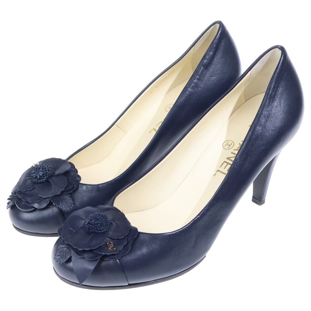 CHANEL(シャネル) カメリアモチーフサンダル ネイビー 37 1/2 レディース